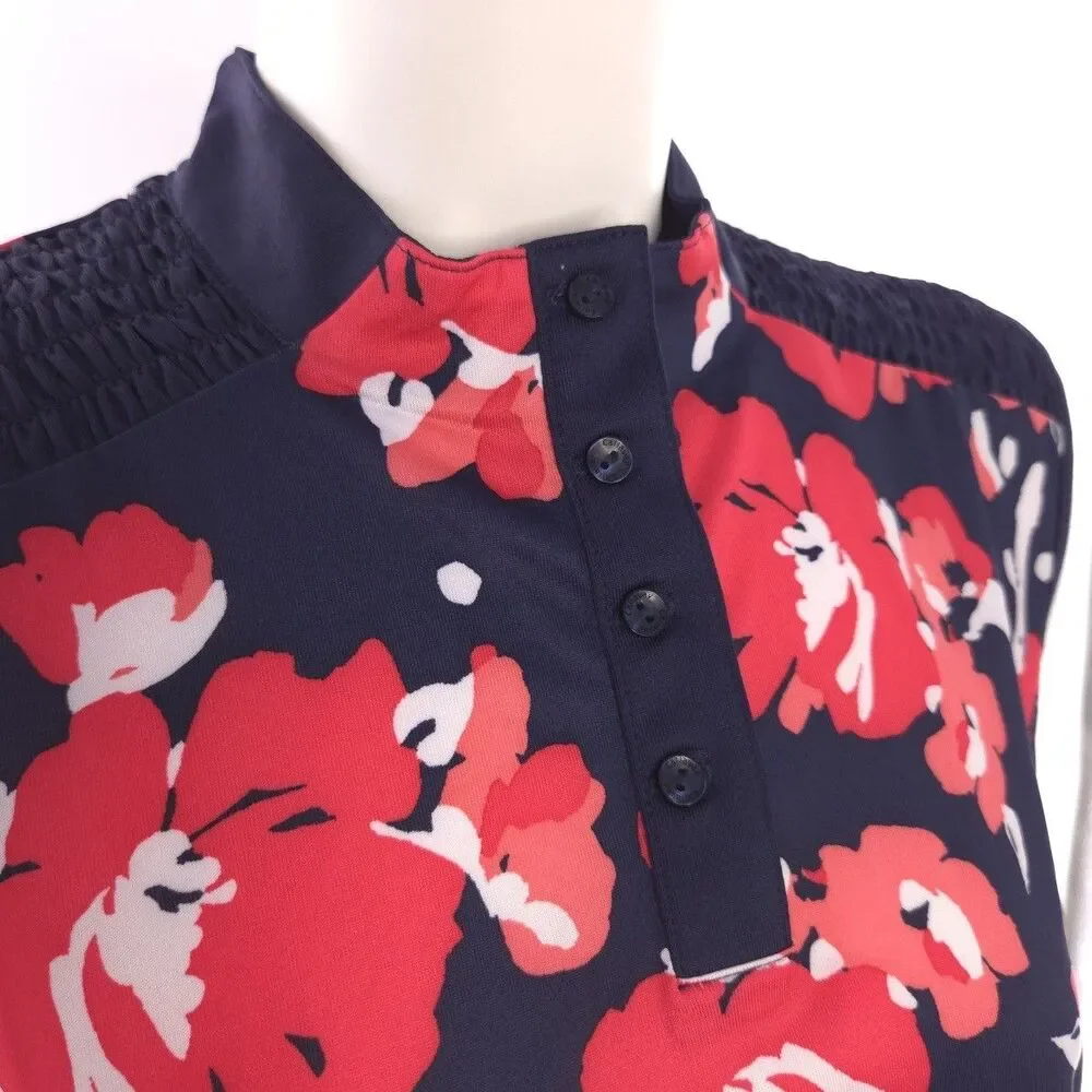 Callaway Sleevelss Floral Peacoat Navy Red Shirt Womens XL - Picture 6 of 10